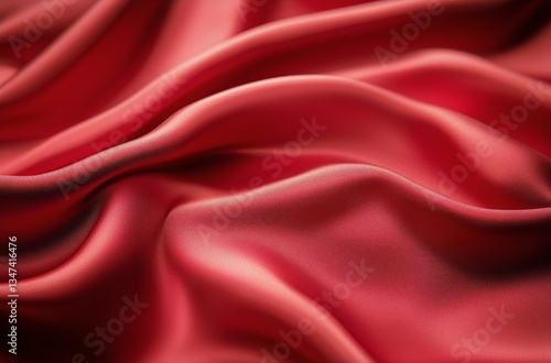 Soft Red Fabric Draped Elegantly Under Bright Light Showcasing Smooth Texture...