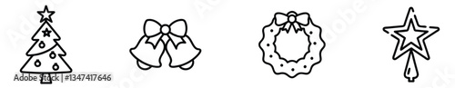 Christmas Ornaments: Outline Icons