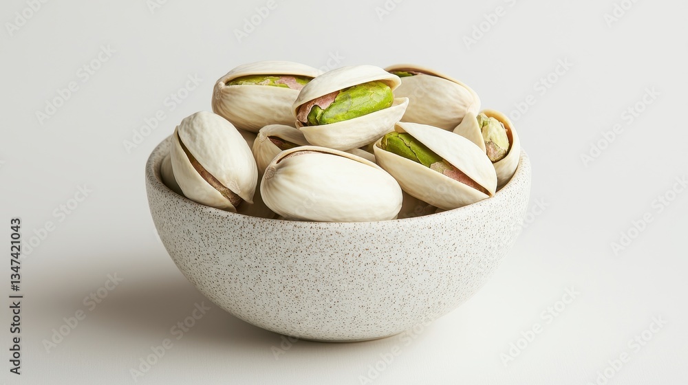 A bowl filled with pistachio nuts, showcasing their green insides and light-colored shells, against a simple background. A bowl filled with pistachio nuts, showcasing their green insides and light-colored shells, against a simple background.