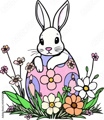 abstract illustration egg bunny flower easter day