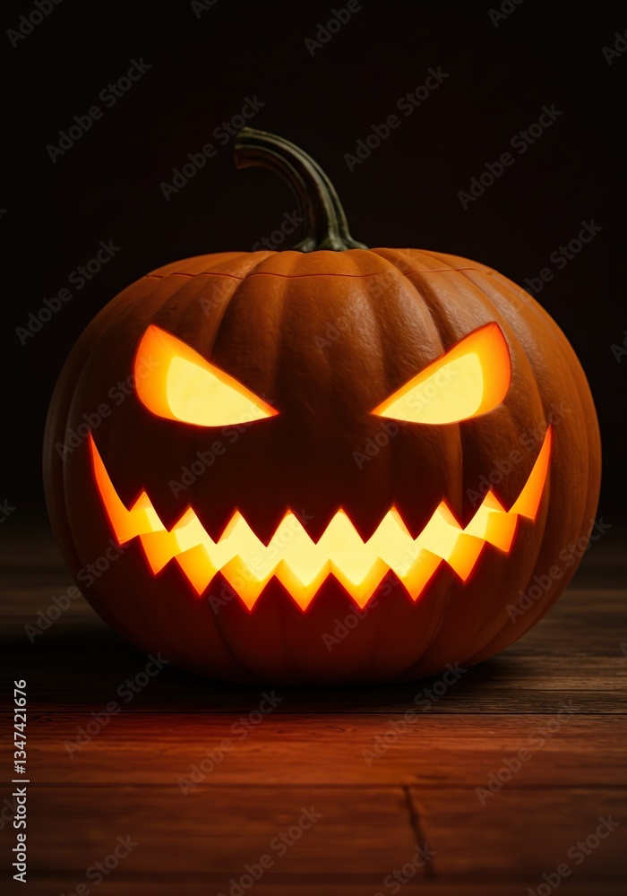 Glowing Jack-o'-Lantern with Triangle Eyes – Spooky Halloween Pumpkin Glowing Jack-o'-Lantern with Triangle Eyes – Spooky Halloween Pumpkin