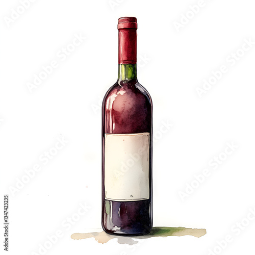 Bottle of wine watercolor clipart