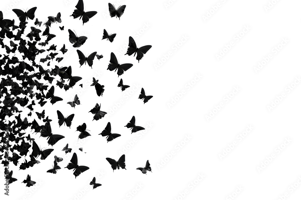 Ethereal butterflies, flowing from dark abyss, cut out transparent Ethereal butterflies, flowing from dark abyss, cut out transparent