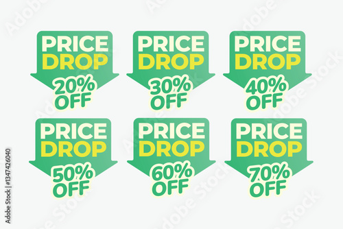 Price Drop stamp set vector. Shop Now