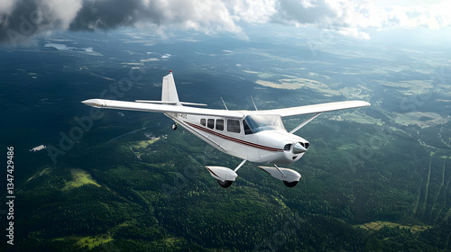 Wallpaper Mural Small Plane Flying Above Lush Green Forest Landscape Torontodigital.ca