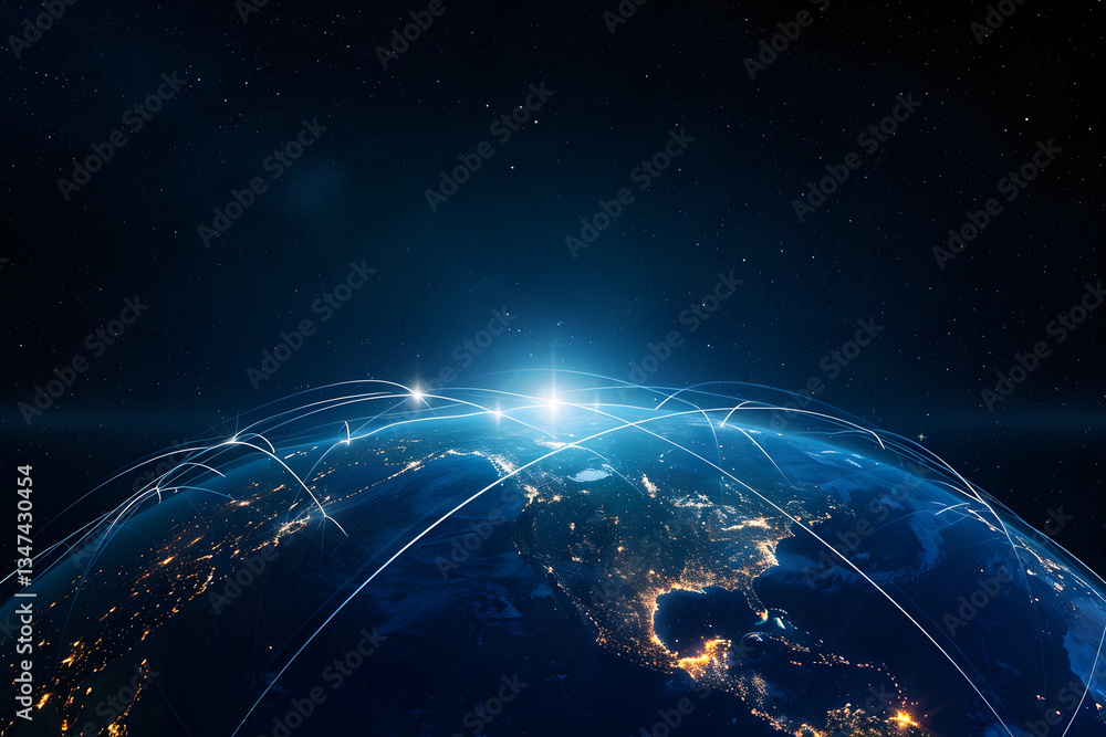 Obraz premium blue sunrise, view of earth from space 