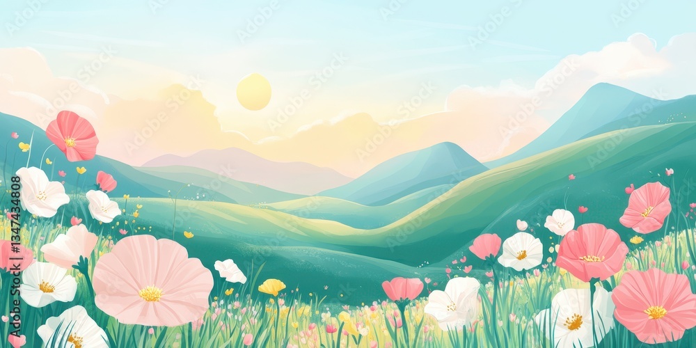 Fototapeta premium Spring landscape banner