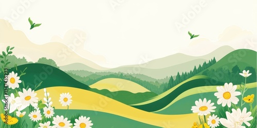 Spring landscape banner