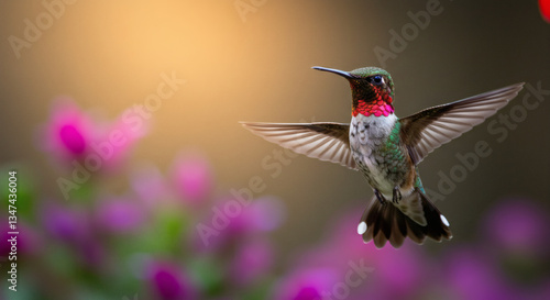A hummingbird flying in a spiral.

