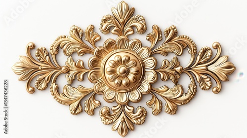 An ornate gold embellishment featuring floral and leaf motifs, showcasing intricate craftsmanship and design.