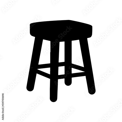 Square wooden stool silhouette icon vector flat design.