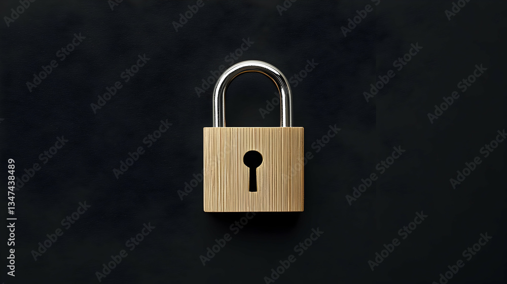 Naklejka premium Close Up View Of Security Lock On Dark Background