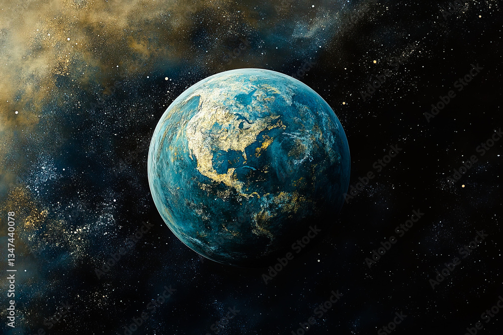 Obraz premium Earth-Like Planet in Deep Space