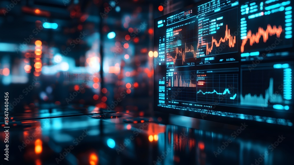 a modern technology data screen displaying graphs and charts with a blurred background a modern technology data screen displaying graphs and charts with a blurred background