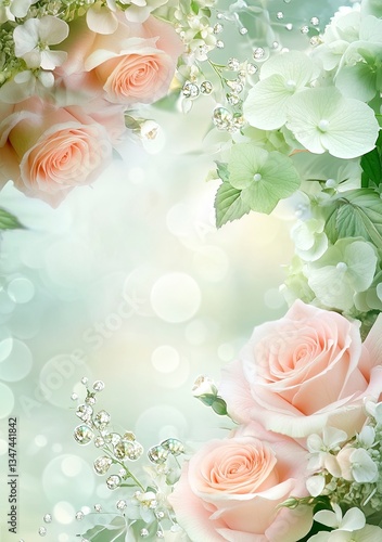 Floral Arrangement with Soft Pink Roses and Sparkling Crystal Accents