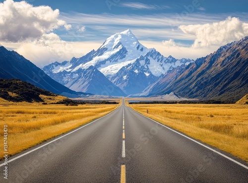 Driving Toward Mount Cook Road Trip Through New Zealand Landscape