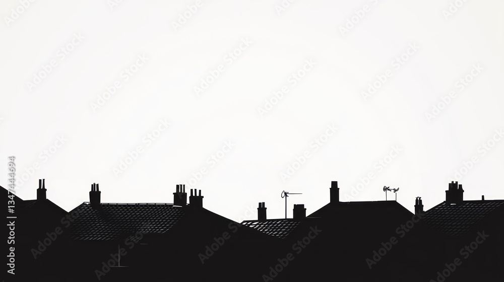 Obraz premium Silhouette rooftops urban view
