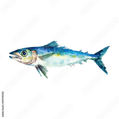 Blue fish with a white belly. The fish is swimming in the water.