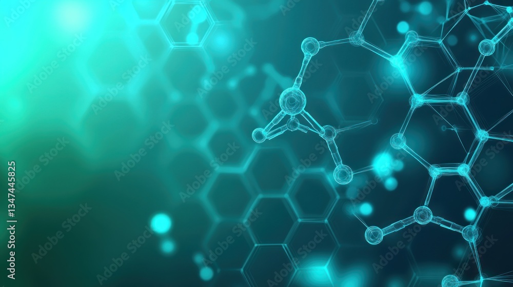 Abstract Molecular Structure, Teal Hexagon Network Abstract Molecular Structure, Teal Hexagon Network