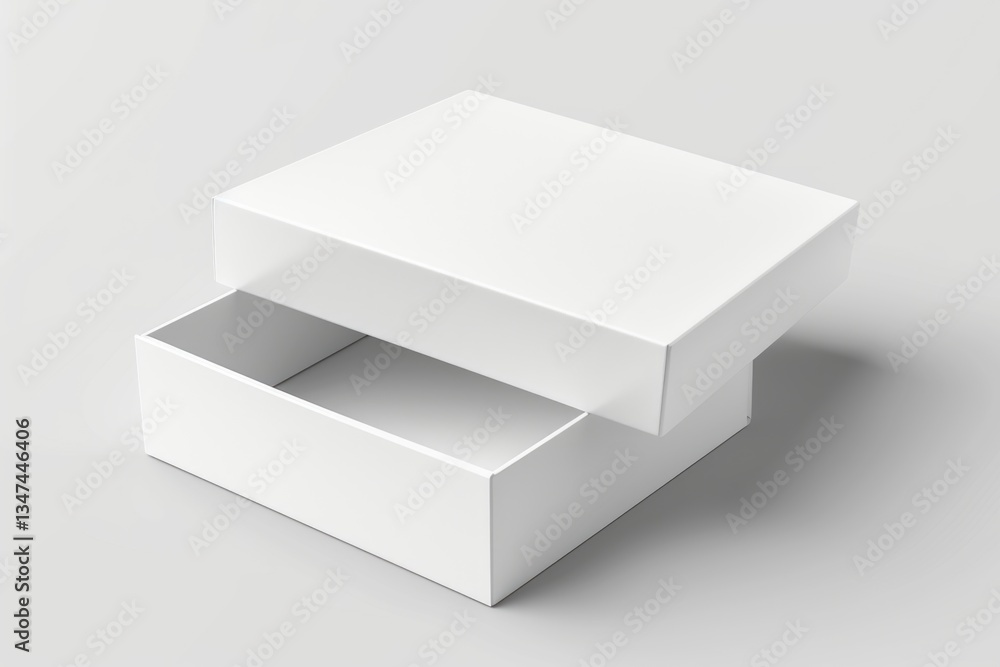 A plain white box with its lid slightly ajar, showcasing a clean and minimalist design. A plain white box with its lid slightly ajar, showcasing a clean and minimalist design.