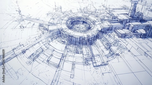 Blueprints of a Futuristic City with Advanced Architecture
