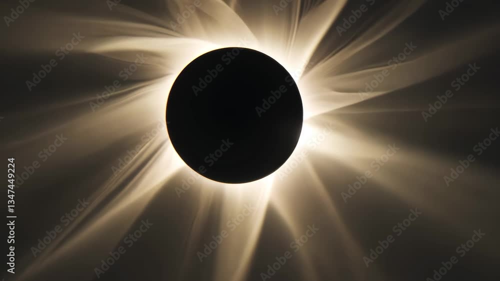 Zooming in on a total solar eclipse with stunning details and celestial phenomena during daylight, A camera zooming slowly into a total solar eclipse