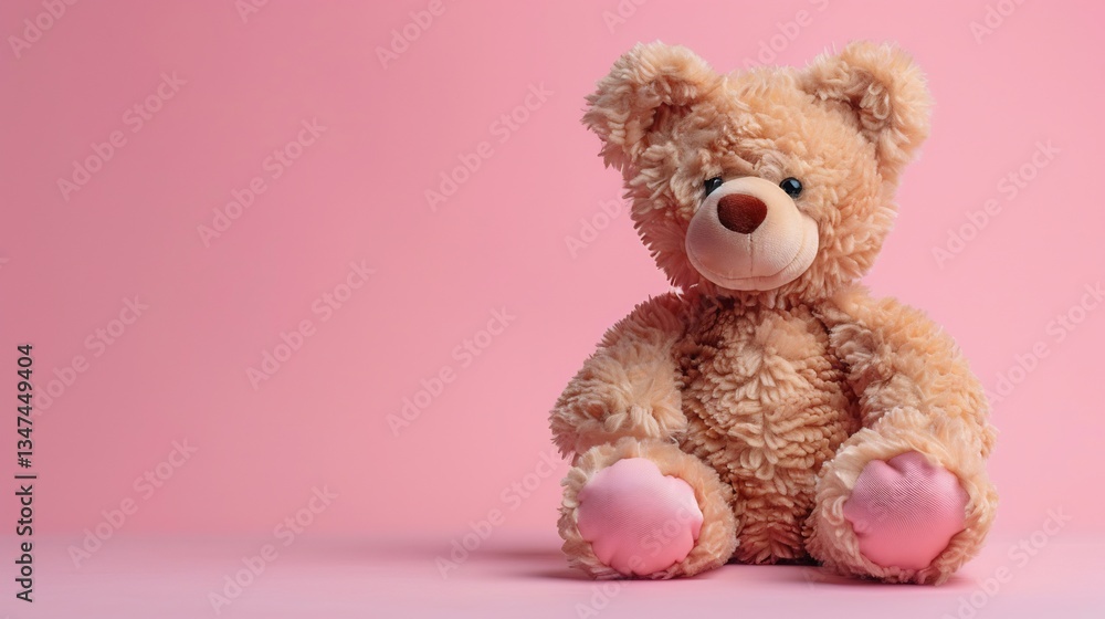 Soft plush teddy bear sitting a pastel background cozy and inviting with open copy space Soft plush teddy bear sitting a pastel background cozy and inviting with open copy space