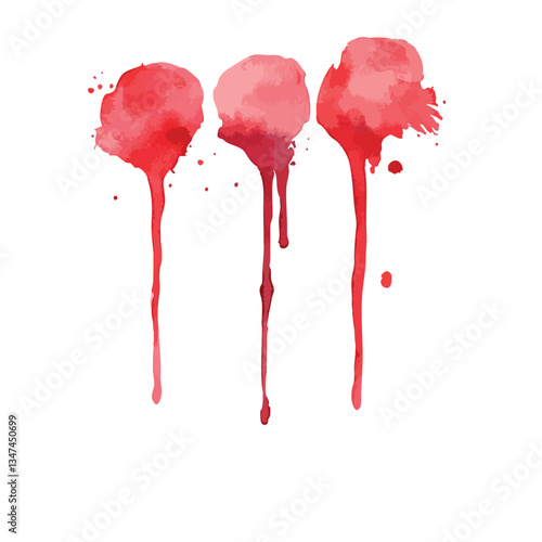 Three red circles with red paint dripping from them. The circles are in the middle of the image.