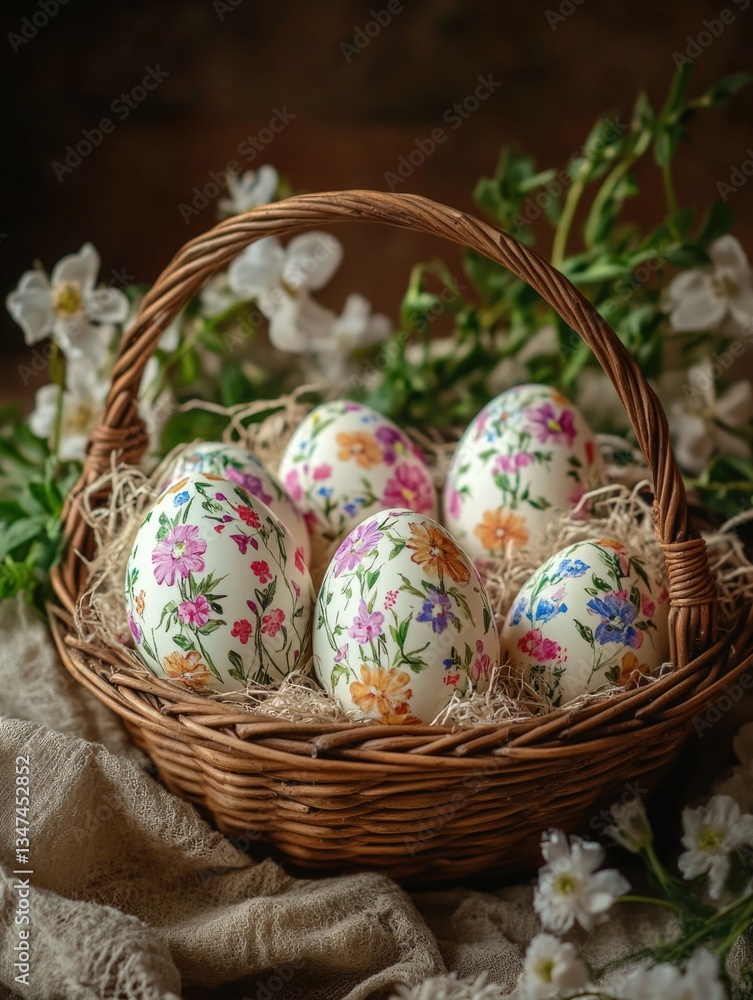 Easter Eggs in Basket Easter Eggs in Basket