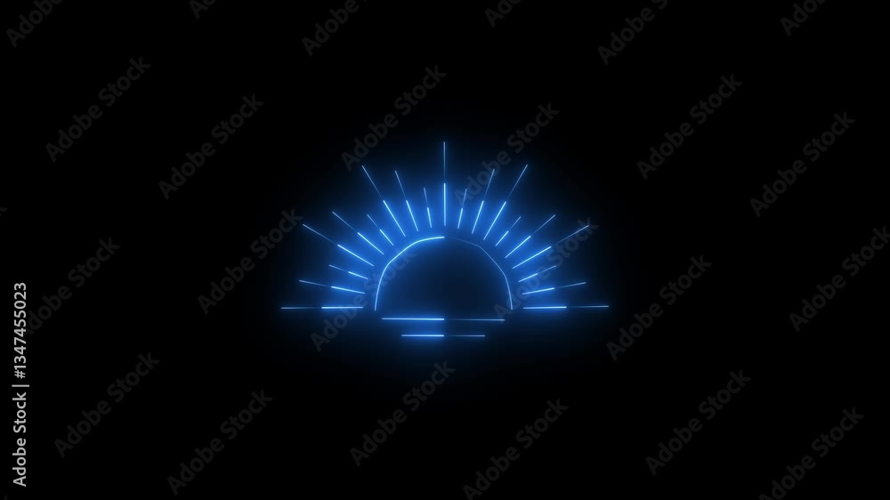 BLUE color Sun animation, neon glow on black background. BLUE color Sun animation, neon glow on black background.