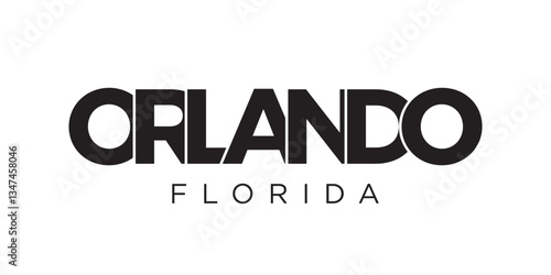 Orlando, Florida, USA typography slogan design. America logo with graphic city lettering for print and web.