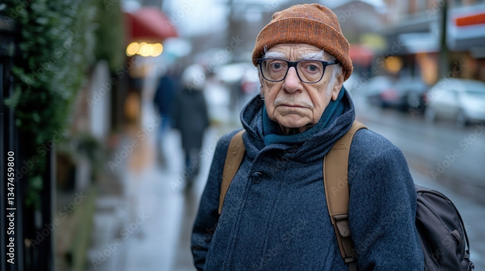 Fototapeta premium Portrait of an Elderly Man in a City