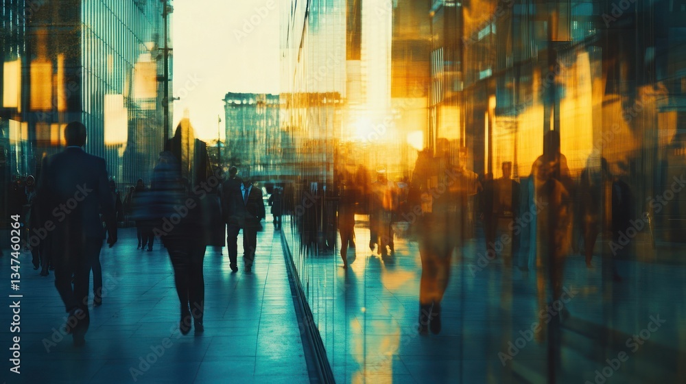 Silhouettes of People Walking Through a City Street Silhouettes of People Walking Through a City Street