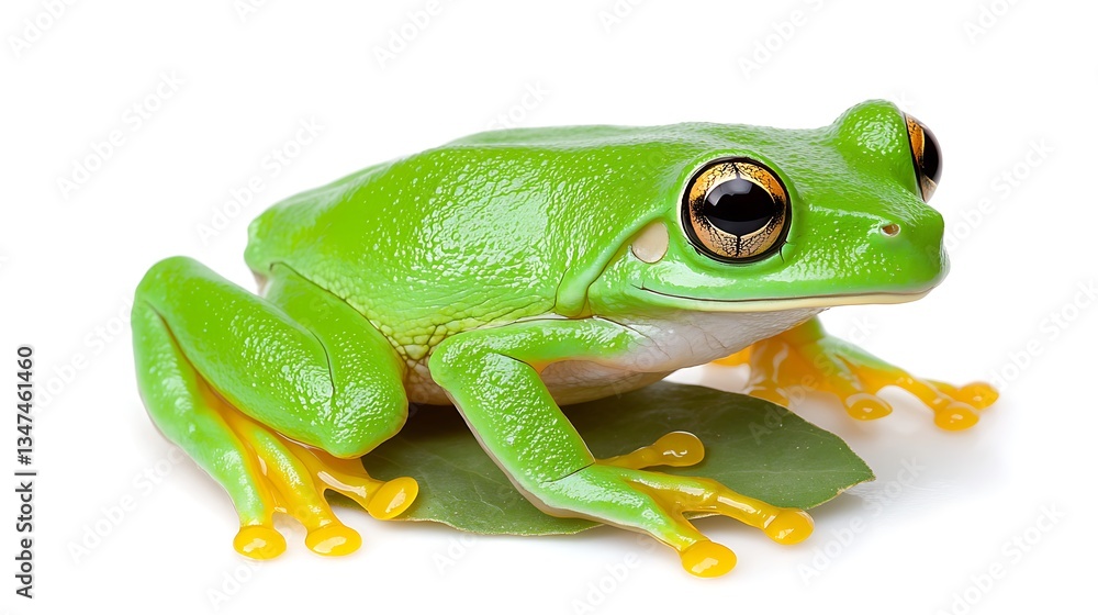 Obraz premium Green frog on leaf