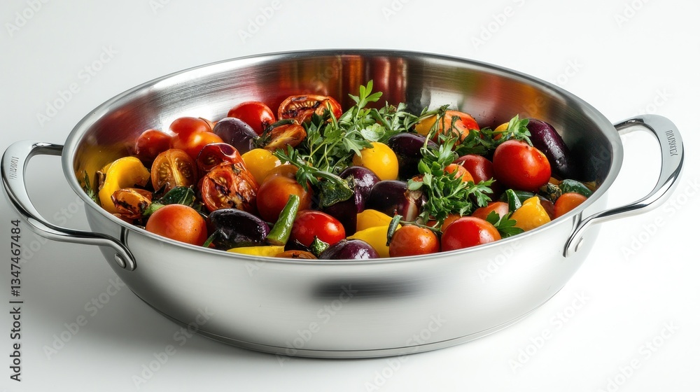 Stainless Steel Pan with Colorful Vegetables Stainless Steel Pan with Colorful Vegetables