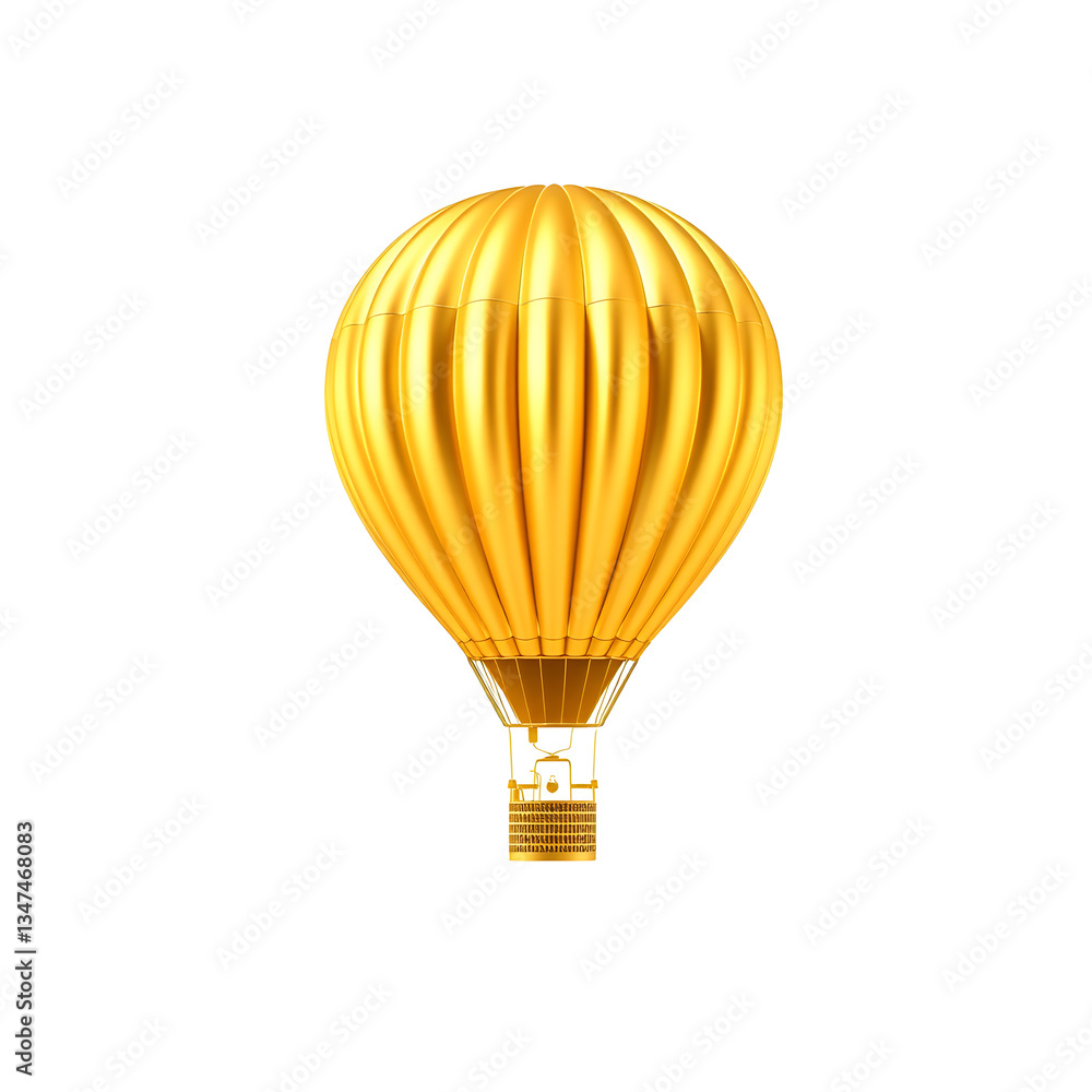 Obraz premium Gold hot air balloon isolated on white background. Minimal design art. 3d illustration. Generative AI