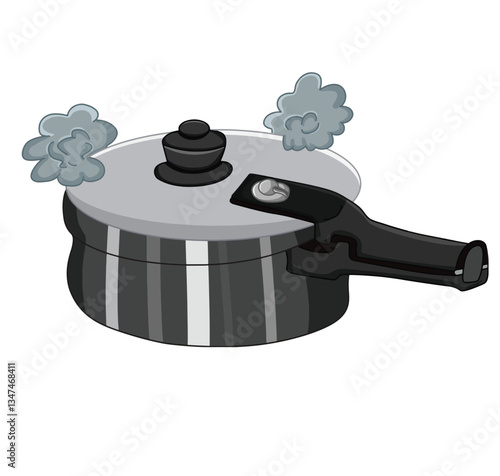 Cute cartoon hand drawn vector pressure cooker clipart.