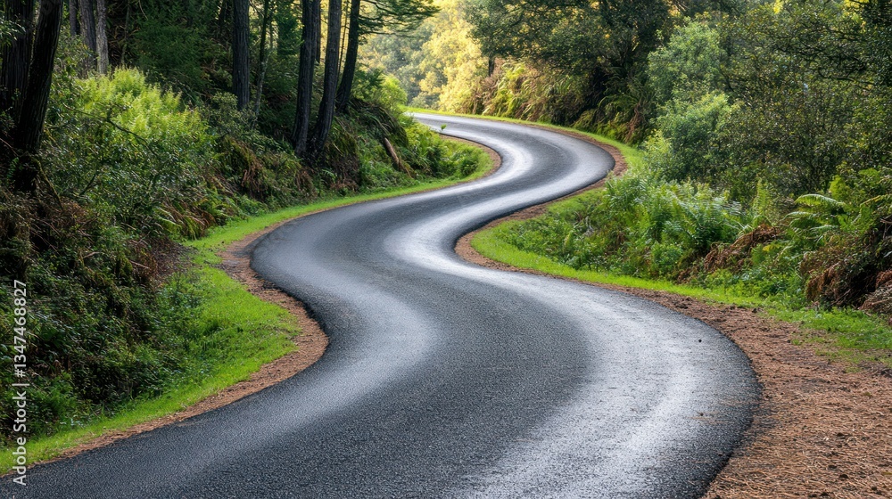 Fototapeta premium Winding Road Through Green Forest