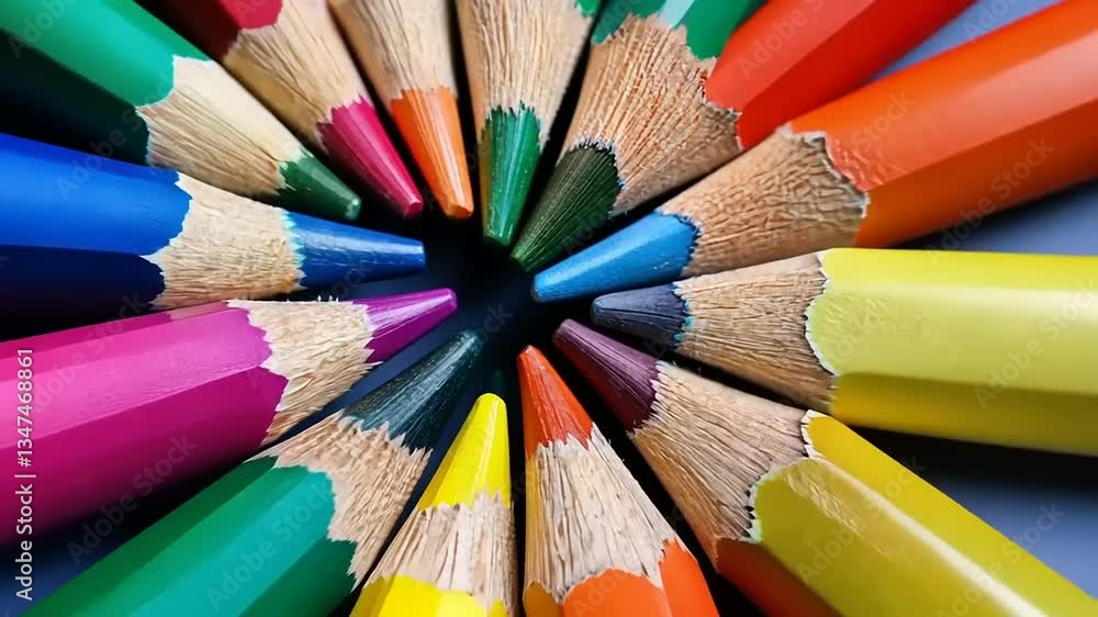 Vibrant Colored Pencils Arranged in a Circle Vibrant Colored Pencils Arranged in a Circle