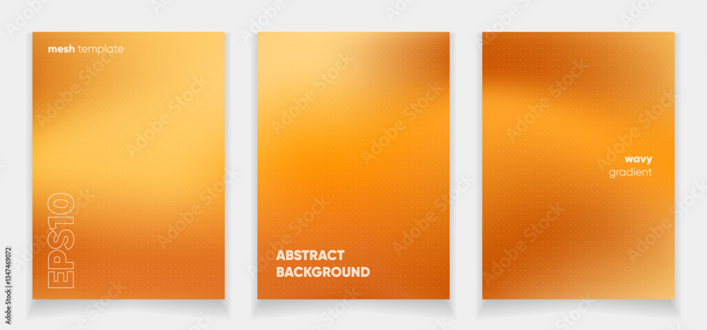 Fototapeta premium Abstract orange colors liquid background card set with gradient mesh. Blurred fluid colorful background. Modern design template for web covers, ad banners, posters, brochures etc.