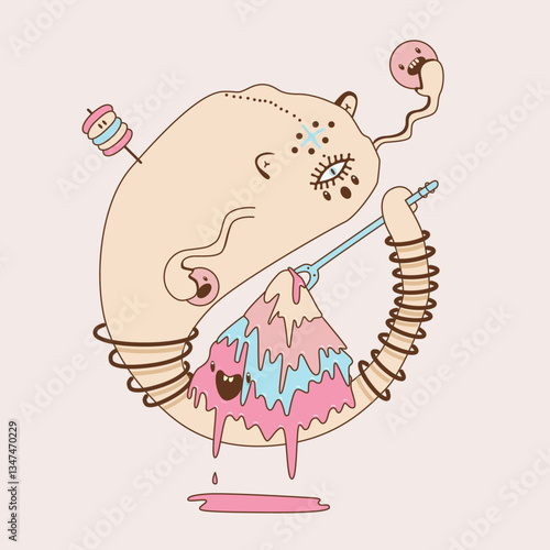 Whimsical Ice Cream Character Illustration