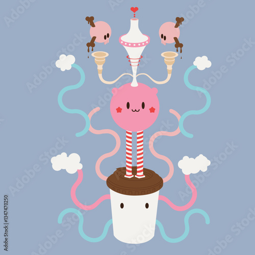 Colorful Ice Cream Tower Illustration