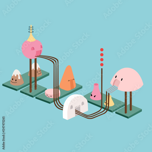 Whimsical Candy Factory Scene Illustration