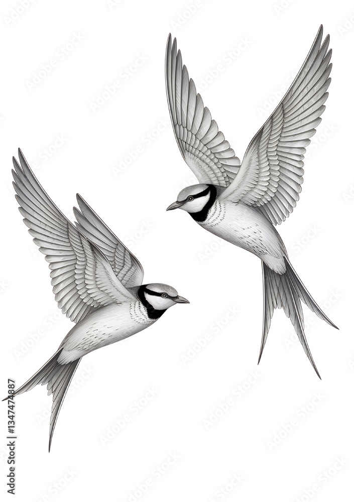 Obraz premium Graceful Birds in Flight Showcasing Feather Patterns