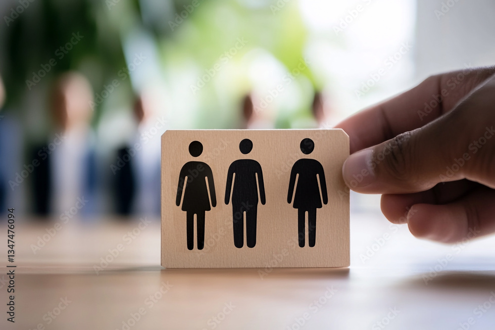 Concept image representing gender inequality in the workplace. A split composition shows a man and a woman standing on different levels of a salary chart