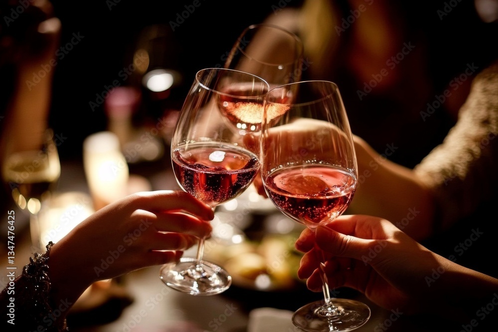 Joyful moments captured during a friendly wine toast.