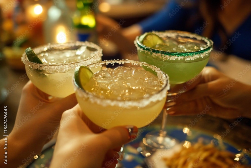 Enjoying delicious margaritas while celebrating in a lively restaurant.