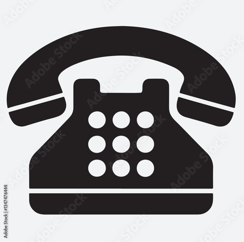 landline telephone silhouette vector art illustration, retro phone icon on white background