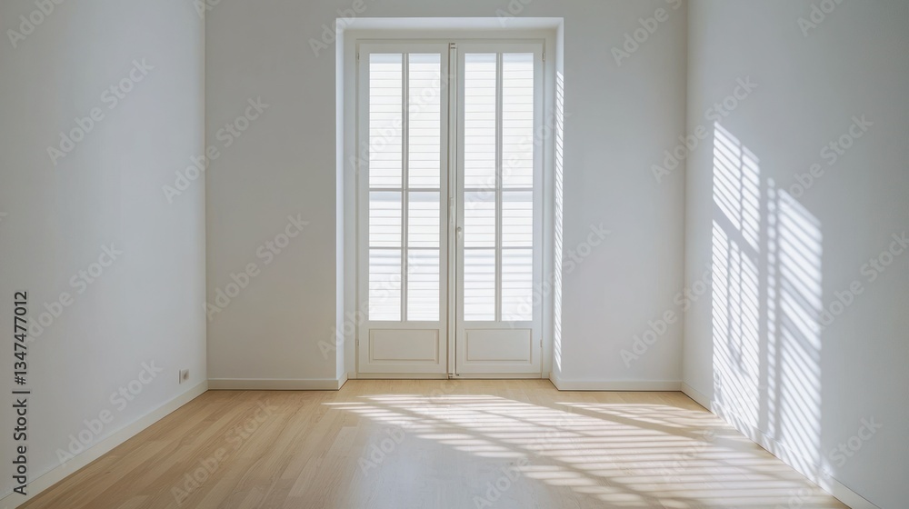 Fototapeta premium Empty Room with Sunlight Streaming Through a Window