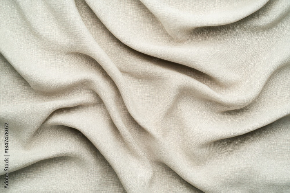 Obraz premium Soft, textured fabric draped elegantly on a surface in natural light, showcasing its neutral color and subtle details